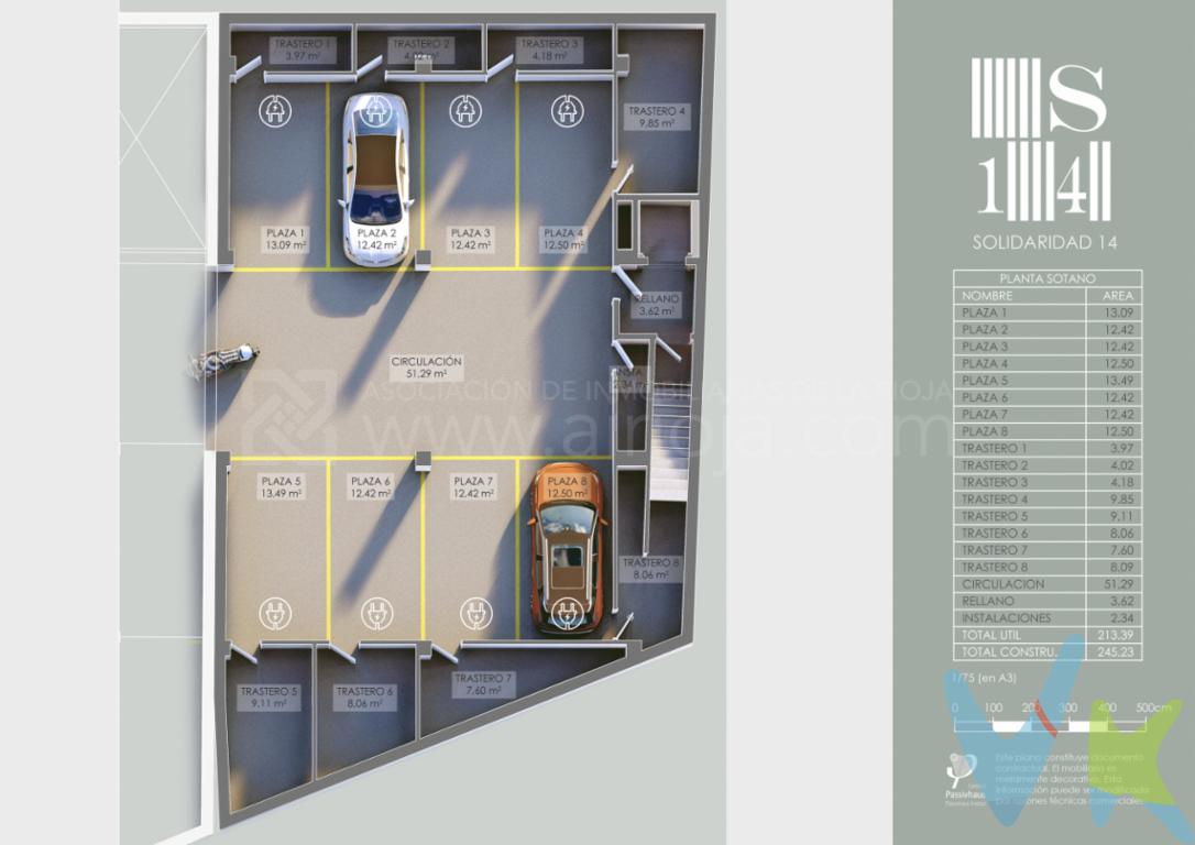 plaza de garaje en edificio en construcción en Solidaridad 14.Se accede por ascensor para el vehículo.Dispone de una superficie de 12,42 m² útiles, largo de 5,00 metros x ancho de 2,30 metros.Trastero de 4,18 m² útiles.