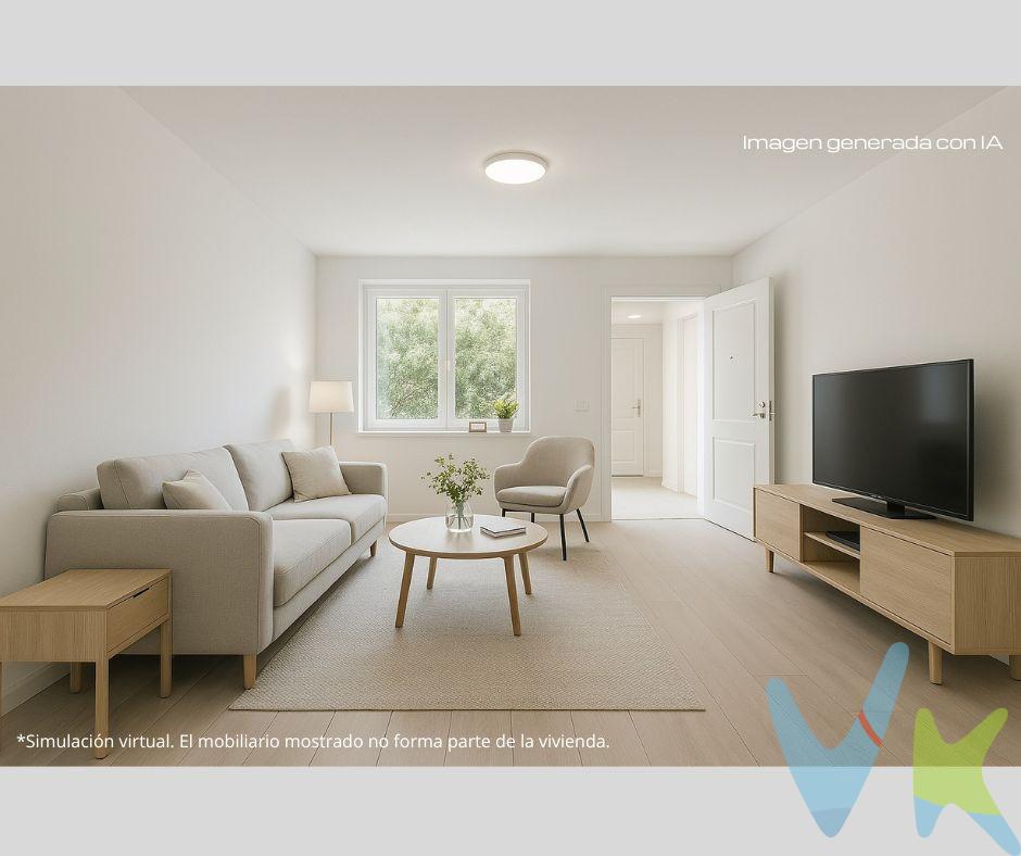 Amplia y luminosa vivienda a estrenar de 2 habitaciones y 1 baño en el centro de Los Corrales de Buelna. La Vivienda D combina comodidad y distribución equilibrada con dos dormitorios y un baño completo en 71 m². Perfecta para quienes desean un espacio personal y, a la vez, versátil para invitados o trabajo en casa.     Luz y eficiencia: Sus grandes ventanales y la calificación energética C garantizan una agradable iluminación natural y un consumo controlado gracias al sistema de aerotermia híbrida.     Interiorismo cuidado: Cocina y baño totalmente amueblados, con acabados modernos que facilitan el día a día y añaden valor al inmueble.     Centro de Los Corrales: Disfruta de la cercanía a comercios, restauración y servicios; una ventaja enorme para tu rutina y un plus si deseas alquilar en el futuro.     Ahorro garantizado: Equilibrar confort y economía de forma sencilla. Entre el aislamiento acústico y térmico, y la tecnología de climatización, tu factura se mantendrá a raya. GASTOS DE LA TRANSACCION: . • LA COMPRA DE CADA VIVIENDA ESTÁ GRAVADA POR EL IMPUETO DE ACTOS JURÍDICOS DOCUMENTADOS: TIPO IMPOSITIVO DEL 1,5%. • COSTE DE LA ESCRITURA DE COMPRAVENTA. • COSTE DE LA INSCRIPCIÓN DE LA ESCRITURA DE COMPRAVENTA. PRECIO: 95.000 € + 10% IVA