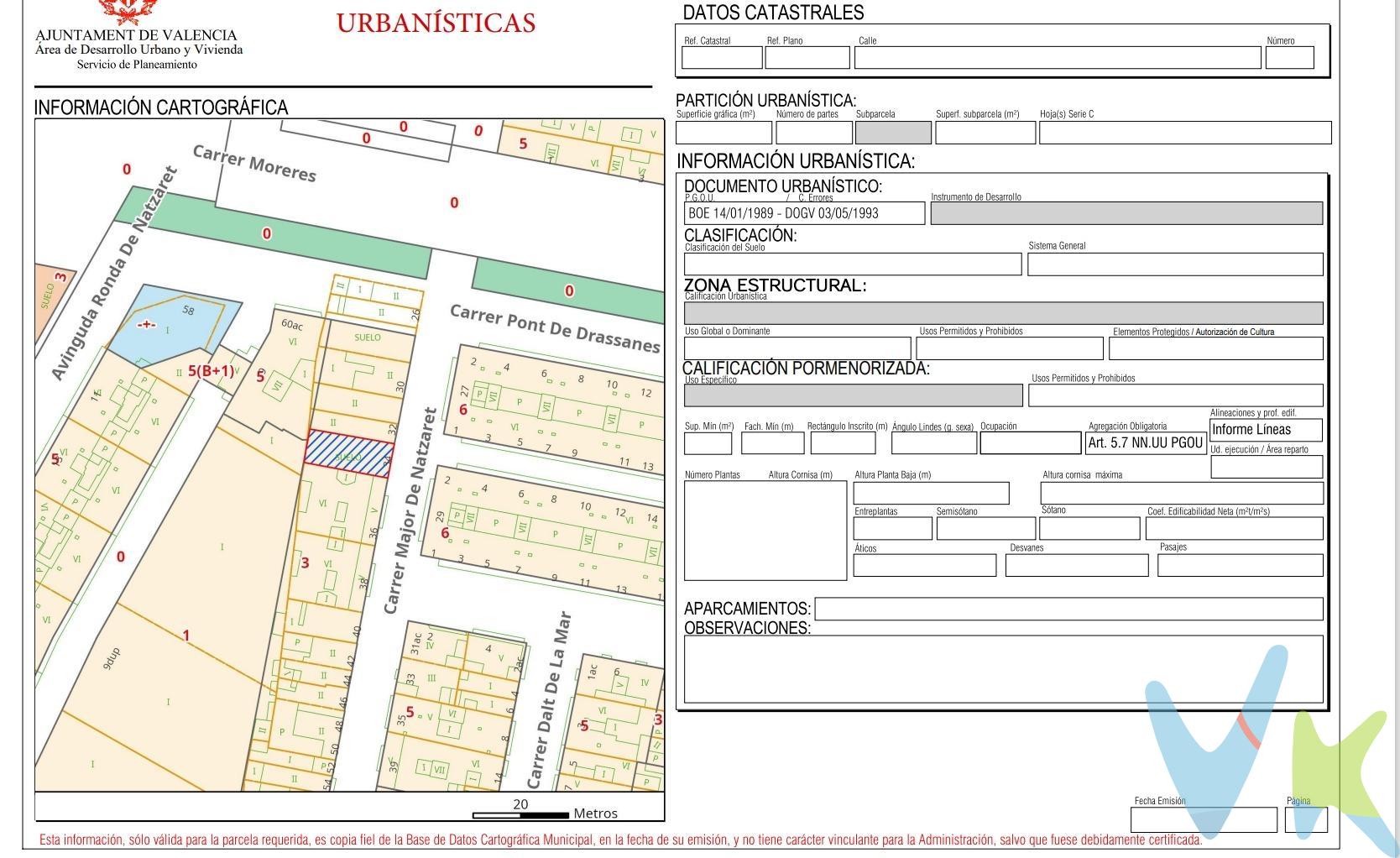 Atención Inversores! les ofrecemos este magnífico solar en el barrio de Nazaret, en la calle principal. Consta de 131 metros según catastro, 150 metros en escritura. El terreno se encuentra ubicado en la calle principal de Nazaret, muy cerca del puerto de Valencia y del paseo marítimo de las Arenas, además de la futura Ciudad del Levante C. F. En el, podrá construir y edificar la casa de sus sueños, existen muchas posibilidades de negocio y edificación, se adjunta al anuncio ficha del catastro y la ficha urbanística. ---------------------------------------------------------------------------------------------------------------------------------------------------------------------------. Por mandato expreso del propietario, comercializamos este inmueble en exclusiva, lo que le garantiza el acceso a toda la información, a un servicio de calidad, un trato fácil, sencillo y sin interferencias de terceros. Por este motivo, se ruega no molestar al propietario, a los ocupantes de la propiedad o a los vecinos. Muchas gracias por su comprensión. Si usted es agente inmobiliario y tiene un cliente para este inmueble, llámenos: estaremos encantados de colaborar