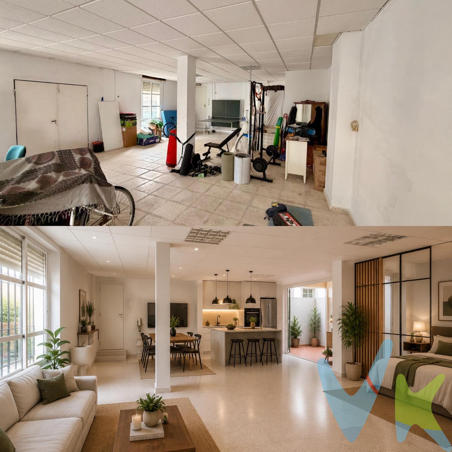 Presentamos una excepcional vivienda diáfana en planta baja de 65 m² útiles, ubicada en una zona céntrica y con gran potencial para convertirse en el hogar de tus sueños. Este espacio ofrece la flexibilidad necesaria para adaptarlo a tus necesidades personales o familiares. La propiedad cuenta con un aseo funcional que facilitará tu día a día y un patio privado de 6 m². Su estratégica ubicación te permitirá acceder fácilmente a servicios esenciales como supermercados, colegios y transporte público; todo ello sin renunciar a la tranquilidad que otorga vivir cerca del centro urbano. Una oportunidad única, donde podrás dar rienda suelta a tu creatividad e imaginación transformando este amplio local en el refugio perfecto que siempre has deseado. Tenemos planos para vivienda de 3 habitaciones, salón-cocina, aseo y baño. Por mandato expreso del propietario, comercializamos este inmueble en exclusiva, lo que le garantiza el acceso a toda la información, a un servicio de calidad, un trato fácil, sencillo y sin interferencias de terceros. Por este motivo, se ruega no molestar al propietario, a los ocupantes de la propiedad o a los vecinos. Muchas gracias por su comprensión.