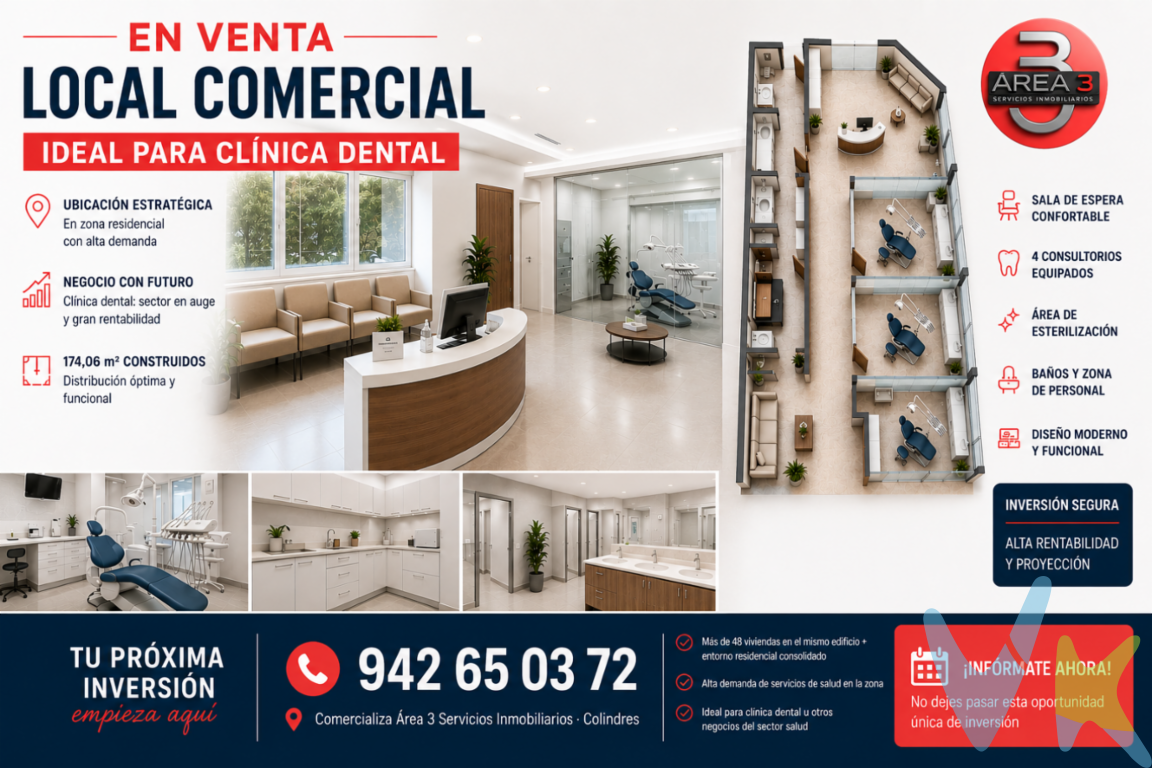 Disponible promoción de locales comerciales a pie de calle en Los Granados VII, una nueva urbanización en una zona residencial consolidada de Colindres, rodeada de viviendas y con gran potencial comercial.? Ubicados en una zona con mucha población residente, varios negocios ya en funcionamiento y un entorno ideal para desarrollar actividad profesional o comercial.Los locales destacan por: ? Fachada y visibilidad a pie de calle ? Fácil acceso y buena comunicación ? Zona con facilidad de aparcamiento ? Entorno soleado y agradable ? Ideal para comercio, oficinas, clínica, academia, estética, hostelería o despachos profesionalesUna excelente oportunidad para establecer tu negocio en una zona moderna, en crecimiento y con movimiento diario de vecinos y clientes potenciales.Cada vez hay menos locales bien ubicados y con buenas condiciones en Colindres. Si estás pensando en emprender o ampliar tu actividad, este puede ser el espacio que estabas buscando.
