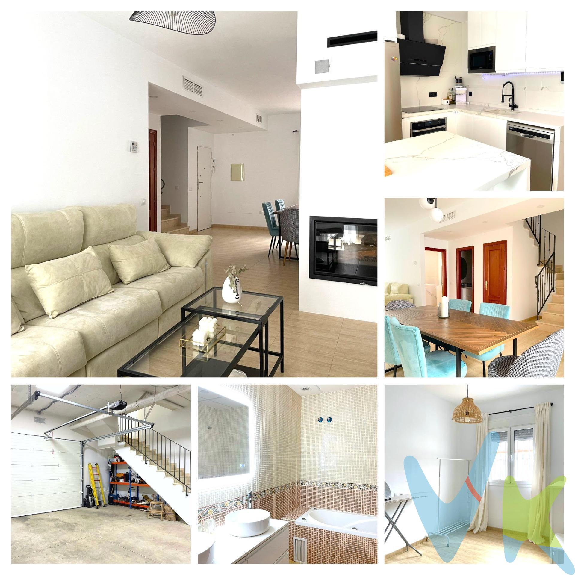 Te presentamos esta impresionante casa adosada completamente reformada, ubicada en una tranquila zona residencial de Campillos, Málaga. Ideal para quienes buscan un hogar moderno, espacioso y con todas las comodidades, en una ubicación privilegiada. Características principales:. ✅ Gran sótano multifuncional: Capacidad para dos coches, zona de almacenamiento, depósito de agua de 4.000 L con descalcificadora y bomba de presión para garantizar el suministro en cualquier época del año. Además, incluye extractor de aire para una óptima ventilación y un RITI con cableado en todas las plantas, asegurando conectividad a internet en toda la vivienda. ✅ Planta baja moderna y funcional:. 	•	Amplio y luminoso salón, dividido en zona de estar y comedor, con acceso al patio trasero con aspersores para refrescar en verano. 	•	Chimenea de leña, ideal para calentar toda la casa sin necesidad de usar el aire acondicionado centralizado. 	•	Baño completo con plato de ducha. 	•	Cocina inteligente de última generación, controlable desde el móvil, con acceso al patio donde se encuentra un lavadero y un termo eléctrico de 150 L. ✅ Primera planta con espacios amplios:. 	•	Tres dormitorios con armarios empotrados. 	•	Terraza en una de las habitaciones, perfecta para relajarse al aire libre. 	•	Pequeño balcón en la habitación principal. 	•	Baño completo con bañera de hidromasaje. ✅ Última planta con buhardilla independiente:. 	•	Posibilidad de cuarta habitación. 	•	Baño propio con plato de ducha, ideal para invitados o espacio privado. Detalles de alta calidad y eficiencia energética. 🏠 Acabados premium: Puertas de madera, ventanas de aluminio con doble acristalamiento Climalit de 4 mm. 🌞 Óptima orientación: Luz natural en toda la casa durante todo el día. 🛠 Suelo de gres en toda la vivienda: Durabilidad y fácil mantenimiento. Ubicación y entorno privilegiado. 📍 Zona con todos los servicios: Colegios, institutos, supermercados y centros de salud a pocos minutos. 📍 Entorno natural excepcional: Perfecto para senderismo, ciclismo y actividades al aire libre. 📍 A 30 minutos de El Caminito del Rey y El Chorro, destinos ideales para los amantes de la naturaleza y la pesca deportiva. 📍 Acceso a piscina comunitaria: Zona de baño para adultos y niños, ideal para disfrutar del verano con la familia. Inversión con gran potencial – Campillos en pleno crecimiento. 🚆 Desarrollo económico en expansión: En los próximos dos años, Campillos albergará el Puerto Seco ferroviario más grande de Andalucía, generando 4.500 empleos y posicionando la localidad como un importante centro económico. ¡No dejes pasar esta oportunidad!. Si buscas un hogar moderno, conectado y listo para entrar a vivir, esta casa adosada en Campillos, Málaga, es perfecta para ti. 📩 Contáctanos para más información o para agendar una visita. ¡Tu nuevo hogar te espera!. 📌 Disponemos del Documento Informativo Abreviado (D.I.A.) para su consulta. 📌 Gastos de notaría, registro, honorarios al comprador e impuestos no incluidos.