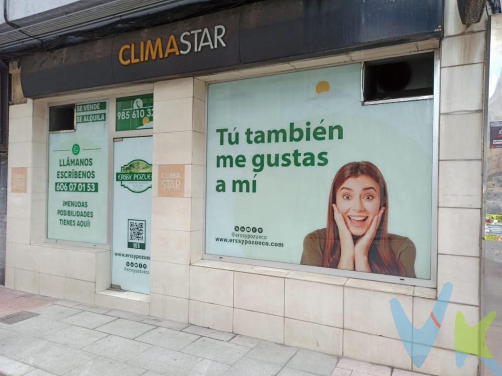Donde las ideas encuentran su lugar

Hay ciudades que se viven, y hay ciudades que se sienten. Avilés es una de esas que te conquistan poco a poco, con su carácter abierto, su equilibrio entre tradición e innovación y su forma de hacer que todo quede cerca. Una ciudad de 15 minutos en la que las distancias desaparecen y el tiempo se convierte en aliado de quienes emprenden.

Su casco histórico, lleno de vida, se abre paso hacia el Centro Niemeyer, símbolo de modernidad y creatividad. Entre el mar y la montaña, Avilés respira autenticidad, inspira proyectos y atrae talento. Además, es la ciudad más competitiva de Asturias: aquí invertir es inteligente, y vivir es una ventaja.

No es casualidad que cada vez más empresas y emprendedores elijan Avilés como escenario para sus proyectos. Porque en esta ciudad no solo se instalan negocios: se construyen historias.

El local donde tu proyecto empieza a crecer

En pleno centro de Avilés, a solo 5 minutos del Ayuntamiento y del centro comercial, se encuentra un local que está esperando convertirse en el motor de nuevas ideas.

Son 124 m² que se adaptan a ti. Una estancia luminosa y abierta, con ventanales que miran a la calle y dan visibilidad a tu marca. Otra, polivalente, pensada para lo que necesites: reuniones de equipo, grabaciones, espacio de creación o simplemente un lugar para organizar tu proyecto. Y, por supuesto, un baño completo que aporta la comodidad imprescindible en el día a día.

Pero lo que hace único a este espacio es su ubicación estratégica: un punto de paso clave hacia la autopista principal que conecta con Oviedo, Gijón, el aeropuerto y Madrid. Visibilidad, accesibilidad y proyección, todo en un mismo lugar.

Mucho más que un espacio: un acompañamiento integral

En Erssy Pozueco sabemos que un local no es solo un inmueble: es el inicio de un sueño, el punto de partida de un proyecto que merece respaldo y confianza. Por eso, no somos solo asesores inmobiliarios: somos también tus aliados financieros y aseguradores.

Te acompañamos en todo el proceso con una gestión integral que abarca desde la búsqueda del espacio perfecto hasta la financiación y la protección de tu inversión. Queremos que te centres en lo más importante hacer crecer tu negocio mientras nosotros nos ocupamos de todo lo demás.

Avilés te abre sus puertas. Este local te espera. Y nosotros estaremos a tu lado para convertir cada paso en una decisión segura, estratégica y llena de futuro.

¿Listo para empezar tu historia?
Te esperamos en nuestras oficinas de Erssy Pozueco: en Pola de Laviana (plaza Maximiliano Arboleya) o en Oviedo (Avenida Galicia).