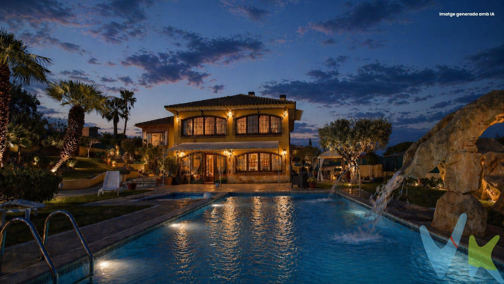 Villa de lujo con 331m² útiles de superfície y 1598m² de parcela situada en el Tennis-L'Aragai, zona muy residencial de Vilanova i la Geltrú,  población costera próxima a Sitges y solo a 30 minutos de Barcelona capital. Descubra la armonía perfecta entre diseño y entorno. Esta villa señorial destaca por sus interiores de alta gama y una distribución pensada para el confort más exigente. La vivienda principal acoge dos plantas con interiores de estilo y acabados de calidad excelente, con calefacción y pozo de agua que abastece a toda la casa de forma particular. Distribución con espacios de amplias dimensiones configurando distintos ambientes con un marcado sentido de amplitud. En la planta inferior, a pie de jardín y piscina se situa un amplio y magnífico salón-comedor-cocina  con chimenea, ideal tanto para verano como invierno, esquinero y con amplios ventanales, muy soleado. En la primera planta, una luminosa zona de día compuesta por espectacular salón de juegos, precioso salón-comedor con altillo, cocina con office, cuatro dormitorios, 1 suite única con armarios de madera noble, baño con bañera y plato de ducha, baños completo, baño auxiliar y amplio porche que extiende la vida cotidiana hacia el exterior. En la parte trasera la propiedad se completa con bodega, despacho, trastero,  lavandería y garaje con gran capacidad. . El exterior ha sido concebido para disfrutar de la propiedad al máximo con estilo mediterraneo y relajado: Un oasis privado con jardín autóctono, piscina de autor con chorros y expectacular fuente artística tipo cascada, barbacoa equipada con leñera, solárium y diversas zonas de descanso y solárium diseñadas para la desconexión absoluta. Una propiedad para quienes entienden que el lujo es, por encima de todo, libertad y espacio, . Cédula habitabilidad CHB02544226. Certificado Energético: Referencia KX5T123CZ Consumo de energia G 289 Kwh/m² año Emisiones F 56 Kg CO2/m² año. El precio no incluye impuestos (ITP, IVA y AJD), ni los gastos de notario ni los de registro.