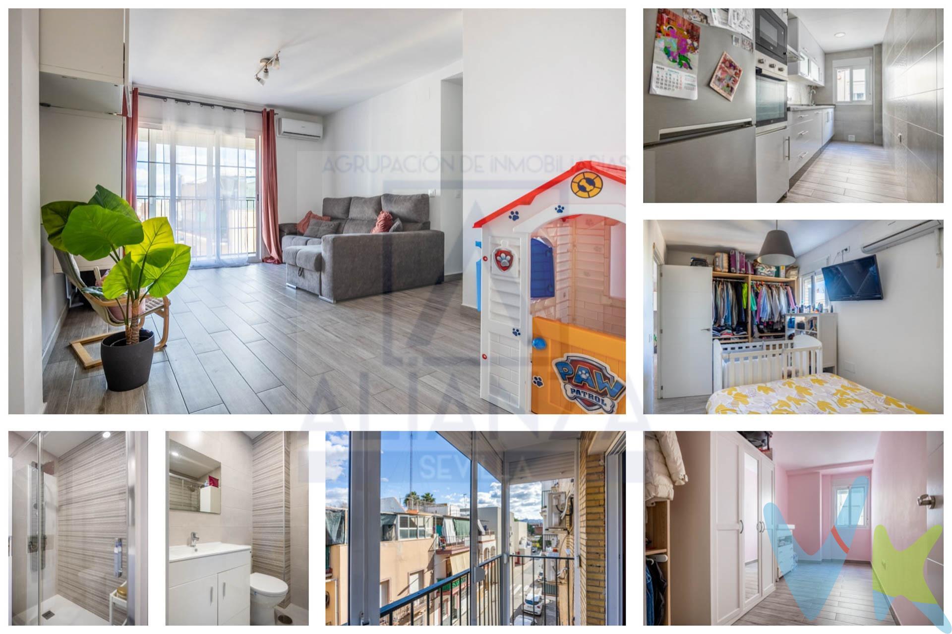 Venta de piso en Camas (Sevilla). Piso completamente reformado de tres habitaciones en Camas.  . Hola a todos, os presento este fantástico piso en la calle Travesía Ribera del Guadalquivir. Se trata de un amplio piso de 3 habitaciones, un cuarto de baño, cocina, salón y con una fantástica terraza con orientación este, se ubica en una segunda planta sin ascensor pero con unas escaleras de dos tramos por planta que lo hacen muy cómodo para subir. El piso está completamente reformado desde hace unos cinco años, suelo, cocina, baño, ventanas, electricidad y fontanería. Además se vende con la cocina completamente amueblada y dos aires acondicionados. Si a todo esto le sumas su precio, se convierte indudablemente en la oportunidad que buscabas, ven a verlo. Ubicación estratégica a solo 5 minutos de Sevilla y con fácil acceso a la autovía, tendrás todo a tu alcance. Informamos a nuestros clientes que el precio de venta no incluye lo siguiente: honorarios de la agencia inmobiliaria, impuestos (el Impuesto de Transmisiones Patrimoniales, I.V.A. o A.J.D., en su caso), otros gastos de la compraventa (gastos de registro de la propiedad, notaría, gestoría ni de posible financiación). Documento F.I.A. a disposición del consumidor según Decreto 218/2005 Junta de Andalucía y Ley 12/2023, de 24 de mayo, por el Derecho a la Vivienda. 