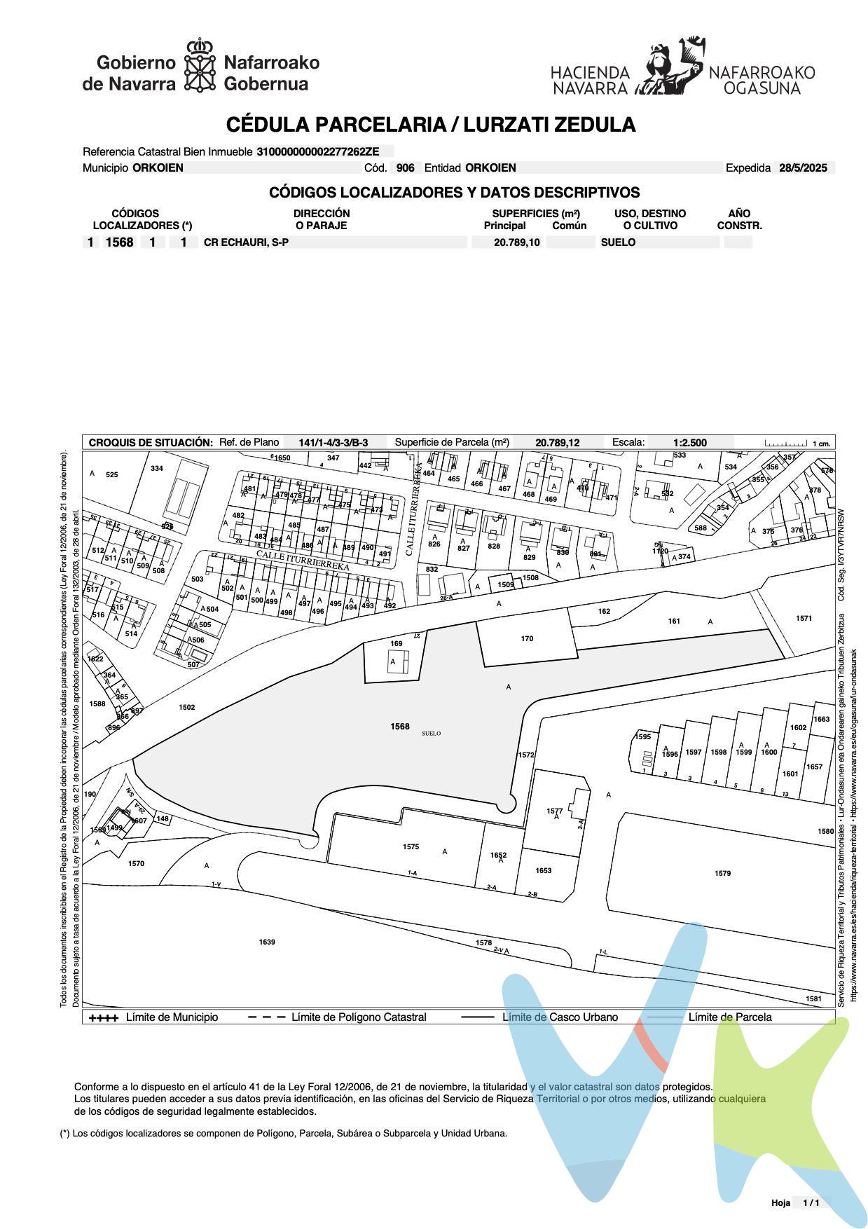 Terreno urbanizable residencial en Orkoien. Ubicado en el sector de Cruz Blanca.