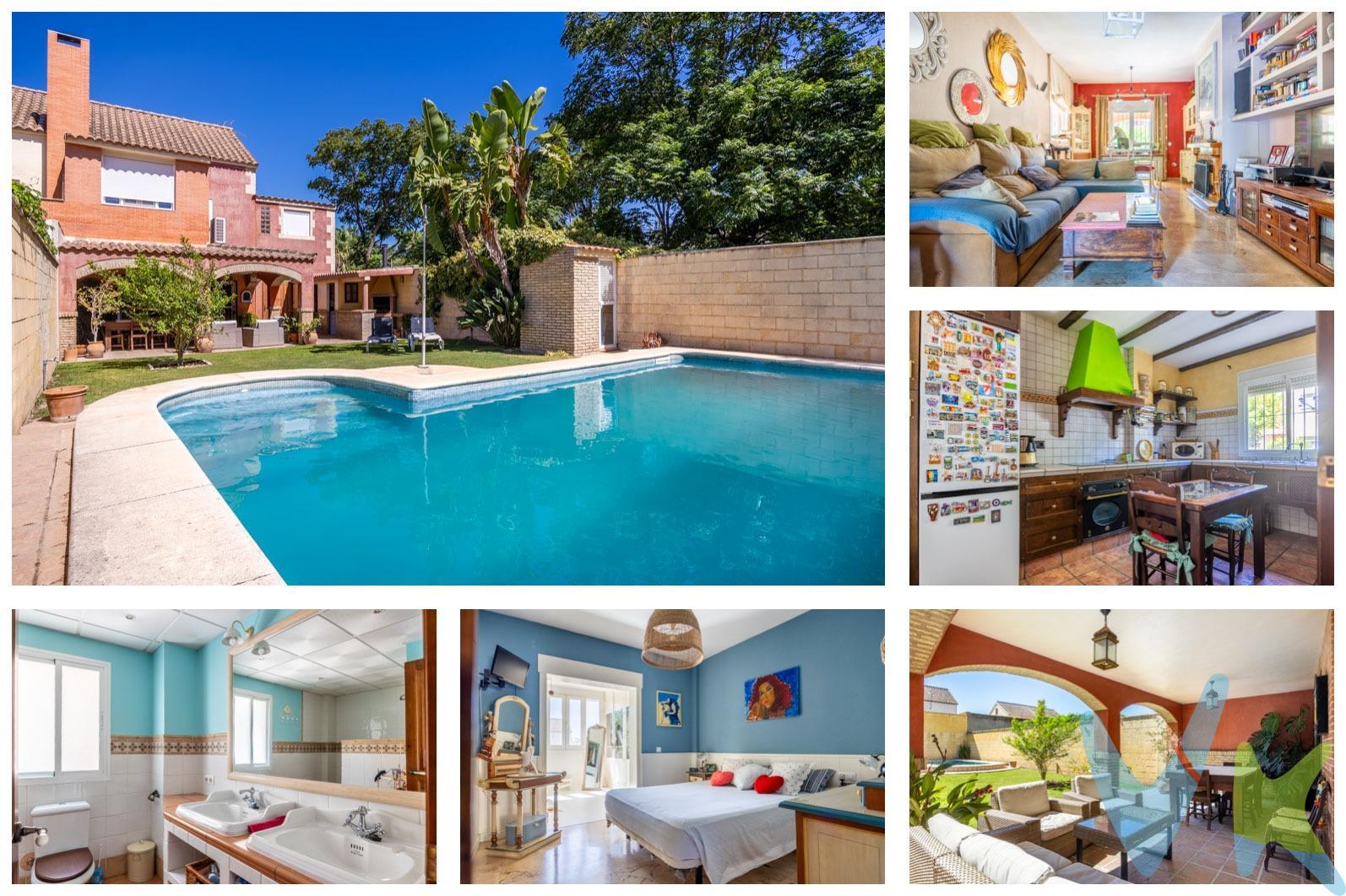 Le presentamos esta magnífica vivienda unifamiliar situada en una de las zonas más demandadas de Almensilla (Sevilla), muy bien ubicada, con todos los servicios al alcance: supermercados, colegios, transporte público, centros de salud, zonas comerciales y excelentes conexiones con Sevilla.  La vivienda destaca por su amplitud, comodidad y excelente distribución, ofreciendo espacios diseñados para disfrutar en familia durante todo el año. Dispone de cinco dormitorios, uno de ellos en planta baja, ideal para invitados, personas con movilidad reducida o como despacho. Todos cuentan con armarios empotrados, mientras que el principal dispone de vestidor y baño en suite, aportando privacidad y confort.  . Cuenta con tres baños completos, uno de ellos integrado en el dormitorio principal. El amplio y luminoso salón-comedor dispone de una acogedora chimenea, creando un ambiente cálido y confortable. La cocina, completamente amueblada, ofrece un espacio funcional para el día a día.  La vivienda está equipada con aire acondicionado centralizado frío/calor, garantizando el máximo confort durante todo el año.  En el exterior encontramos magníficas zonas de ocio y disfrute. Destacan su porche trasero, aseo, una fantástica piscina privada, zona de bar y barbacoa, perfecta para reuniones familiares y encuentros con amigos, convirtiendo este espacio en un auténtico oasis privado. Completa la propiedad un cómodo garaje, aportando seguridad y comodidad para el estacionamiento y almacenamiento.  Una vivienda exclusiva que reúne amplitud, calidad de vida y excelentes prestaciones en una ubicación inmejorable. Si busca una casa para disfrutar de cada rincón, esta es una oportunidad que no puede dejar escapar. En cumplimiento de las obligaciones de información previstas Disp. final 3ª de la Ley 10/2025, de 28 de diciembre, de servicios de atención a la clientela y transparencia, así como en la normativa sectorial vigente, y RD 218/2005 de Inf. de la Junta de Andalucía, el precio indicado no incluye los gastos e impuestos inherentes a la adquisición, los cuales se desglosan estimados o con posibilidad de calcularlos a continuación; los gastos más ajustados serán dados en el D.I.A. en la visita a inmuebles, o antes. *Gastos de Notaría: La Minuta se calculará según al arancel notarial oficial: Anexo I, del Real Decreto 1426/1989, de 17 de noviembre. Enlace: notariared.com/calculadora-gastos-compra-vivienda/. *Gastos de Registro de la Propiedad: La inscripción se facturará según el arancel oficial: ANEXO I, del Real Decreto 1427/1989, de 17 de noviembre. Igual enlace anterior. *Gastos de Gestión (Gestoría): Los honorarios por la tramitación administrativa, liquidación de impuestos e inscripción registral ascienden de forma estimativa a [363 € aprox.] (IVA incluido), aunque depende de cada caso, y su dificultad. *Honorarios Agencia del Vendedor: incluidos en el PVP. *Honorarios Agencia del comprador: La agencia prestará los servicios de información, asesoramiento y acompañamiento previstos en el Encargo de Servicios y en el D.I.A. Si solicita servicios adicionales o personalizados, sus honorarios serán informados previamente, de forma individualizada y por escrito, conforme a la libertad de pactos y a la normativa vigente. *Si necesita Financiación, su banco le informará. *Impuesto sobre Transmisiones Patrimoniales (ITP): Se aplicará el tipo impositivo vigente en Andalucía (generalmente el 7%, sin perjuicio de tipos reducidos del 6%. 3,5%, etc, aplicables según las circunstancias personales del comprador o las características del inmueble). El impuesto se devenga sobre el superior entre: 1.- Valor de Referencia de Catastro; y 2.- Precio de venta. Puede calcular su situación personal en el portal oficial de la A.T. de Andalucía. enlace: juntadeandalucia.es/organismos/economiahaciendayfondoseuropeos/areas/tributos-juego/tributos/paginas/impuestos-cedidos-transmisiones.html