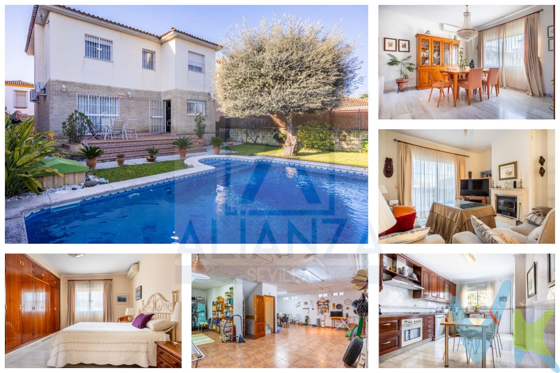 Chalet en venta en Urb. Algarrobillo en Valencina de la Concepción (Sevilla). Presentamos esta magnífica propiedad de 267 m² construidos, situada en la prestigiosa Urbanización Algarrobillo. Un hogar diseñado para quienes buscan un equilibrio perfecto entre la elegancia arquitectónica, la funcionalidad y la privacidad, en pleno corazón del Aljarafe sevillano. La vivienda destaca por su excelente distribución y la amplitud de todas sus estancias, garantizando el máximo confort:. Un total de 5 dormitorios, destacando una habitación en planta baja, un valor diferencial que aporta versatilidad y accesibilidad. Baños: 3 cuartos de baño completos con materiales de alta calidad. Cocina: Espacio culinario de generosas dimensiones, optimizado para el día a día y con acceso directo a áreas sociales. Sótano de Alto Potencial: Una estancia diáfana de 88 m² con ventilación natural, ideal para convertir en salón multimedia, despacho profesional, gimnasio privado o bodega. La propiedad se asienta sobre una parcela de 347 m², donde la zona exterior se convierte en un oasis privado:. Piscina Privada: De diseño impecable, ideal para el clima de la zona. Terraza superior con vistas despejadas y porche exterior para eventos sociales. La propiedad goza de una ubicación privilegiada en Valencina de la Concepción. Conectividad inmediata con Sevilla y rodeada de una infraestructura de servicios de primer nivel: centros educativos de prestigio, zonas comerciales, oferta gastronómica y servicios de salud. Calidad de vida, seguridad y una inversión patrimonial sólida en una de las zonas más demandadas de la provincia. En cumplimiento de las obligaciones de información previstas Disp. final 3ª de la Ley 10/2025, de 28 de diciembre, de servicios de atención a la clientela y transparencia, así como en la normativa sectorial vigente, y RD 218/2005 de Inf. de la Junta de Andalucía, el precio indicado no incluye los gastos e impuestos inherentes a la adquisición, los cuales se desglosan estimados o con posibilidad de calcularlos a continuación; los gastos más ajustados serán dados en el D.I.A. en la visita a inmuebles, o antes. *Gastos de Notaría: La Minuta se calculará según al arancel notarial oficial: Anexo I, del Real Decreto 1426/1989, de 17 de noviembre. Enlace: notariared.com/calculadora-gastos-compra-vivienda/. *Gastos de Registro de la Propiedad: La inscripción se facturará según el arancel oficial: ANEXO I, del Real Decreto 1427/1989, de 17 de noviembre. Igual enlace anterior. *Gastos de Gestión (Gestoría): Los honorarios por la tramitación administrativa, liquidación de impuestos e inscripción registral ascienden de forma estimativa a [363 € aprox.] (IVA incluido), aunque depende de cada caso, y su dificultad. *Honorarios Agencia del Vendedor: incluidos en el PVP. *Honorarios Agencia del comprador: La agencia prestará los servicios de información, asesoramiento y acompañamiento previstos en el Encargo de Servicios y en el D.I.A. Si solicita servicios adicionales o personalizados, sus honorarios serán informados previamente, de forma individualizada y por escrito, conforme a la libertad de pactos y a la normativa vigente. *Si necesita Financiación, su banco le informará. *Impuesto sobre Transmisiones Patrimoniales (ITP): Se aplicará el tipo impositivo vigente en Andalucía (generalmente el 7%, sin perjuicio de tipos reducidos del 6%. 3,5%, etc, aplicables según las circunstancias personales del comprador o las características del inmueble). El impuesto se devenga sobre el superior entre: 1.- Valor de Referencia de Catastro; y 2.- Precio de venta. Puede calcular su situación personal en el portal oficial de la A.T. de Andalucía. enlace: juntadeandalucia.es/organismos/economiahaciendayfondoseuropeos/areas/tributos-juego/tributos/paginas/impuestos-cedidos-transmisiones.html